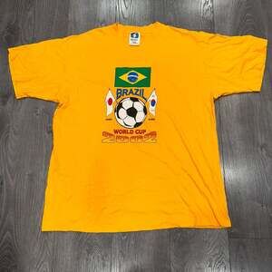 Vintage 2002 World Cup Brazil Soccer Graphic T-Shirt